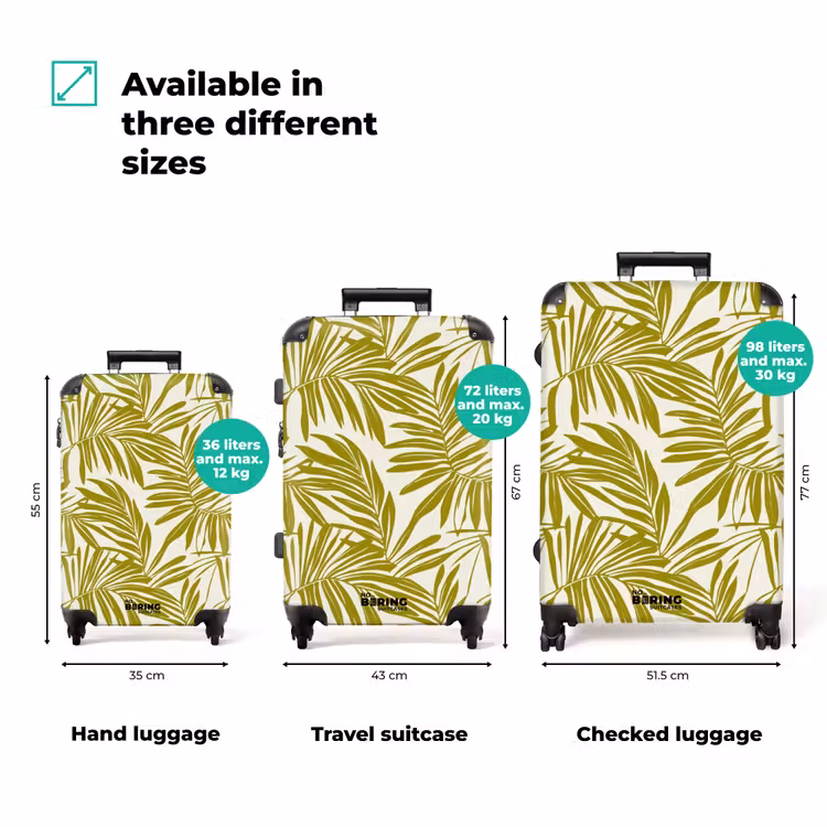 Palmblad - Patroon - Groen NBS - Handbagage koffer - Volwassenen Unisex middel zzzzzzVergelijking_3EN