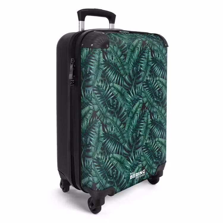 Palm bladeren monstera donker patroon NBS - Handbagage koffer - Volwassenen Unisex middel -productfoto_3d
