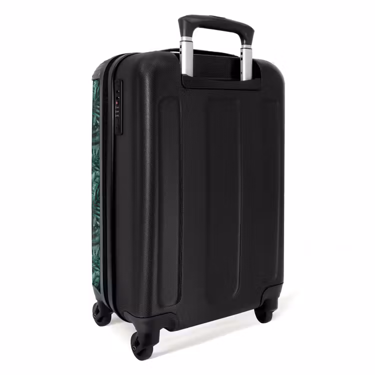 Palm bladeren monstera donker patroon NBS - Handbagage koffer - Volwassenen Unisex middel -achterkant