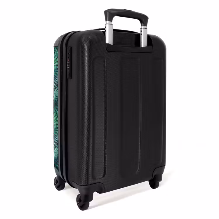 Palm bladeren monstera patroon groen NBS - Handbagage koffer - Volwassenen Unisex middel -achterkant