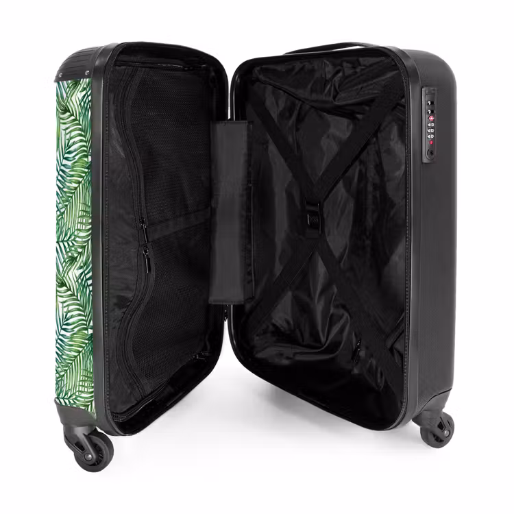 Palm bladeren patroon kleurrijk NBS - Handbagage koffer - Volwassenen Unisex middel -binnenkant