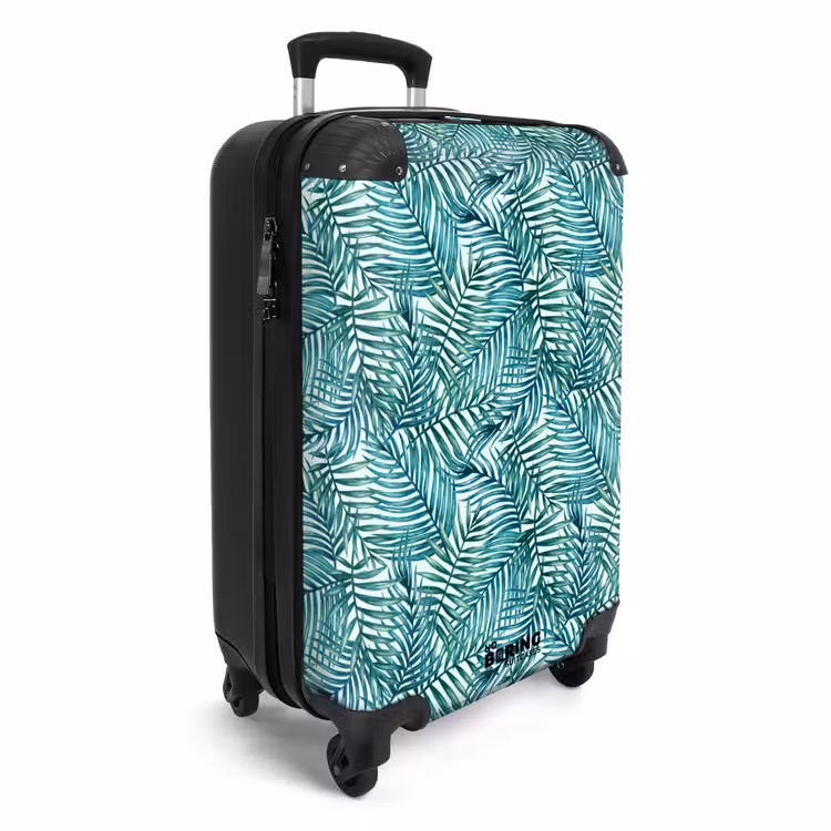 Palm bladeren patroon kleurrijk blauw NBS - Handbagage koffer - Volwassenen Unisex middel -productfoto_3d