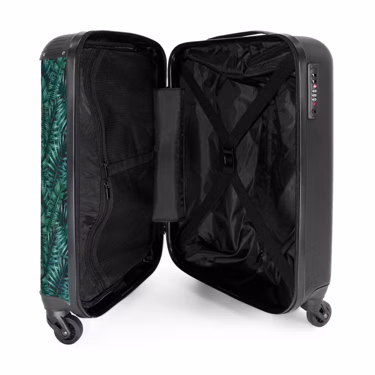 Palm bladeren patroon groen NBS - Handbagage koffer - Volwassenen Unisex middel -binnenkant