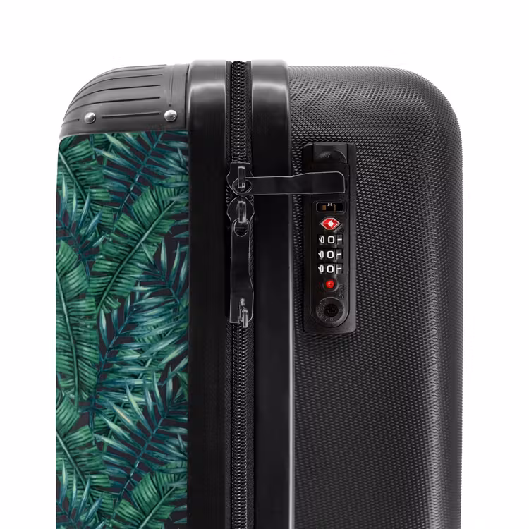 Palm bladeren patroon groen NBS - Handbagage koffer - Volwassenen Unisex middel -slot