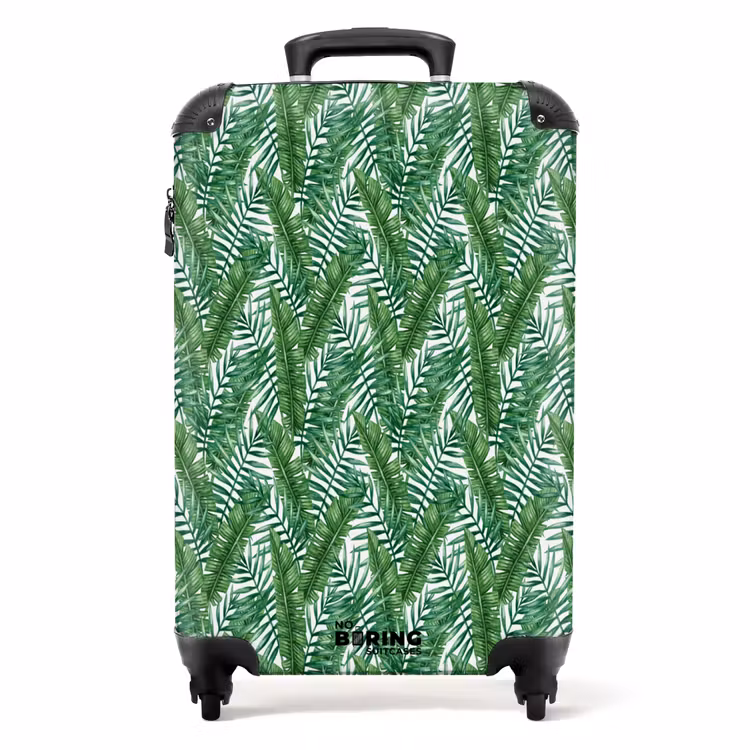 Palm lange bladeren patroon groen NBS - Handbagage koffer - Volwassenen Unisex middel -productfoto_recht