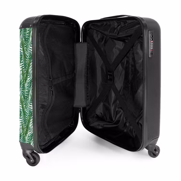 Palm lange bladeren patroon groen NBS - Handbagage koffer - Volwassenen Unisex middel -binnenkant