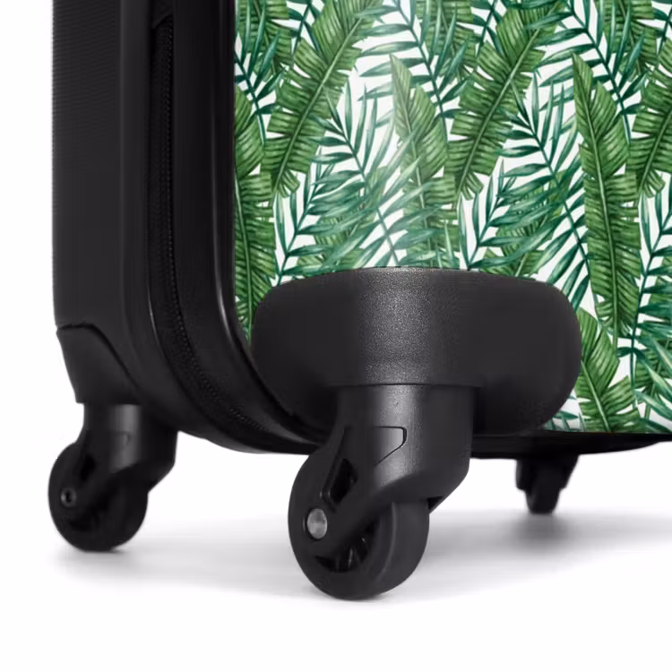Palm lange bladeren patroon groen NBS - Handbagage koffer - Volwassenen Unisex middel -wiel