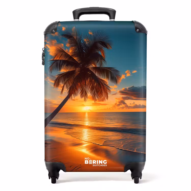 Palmboom bij zonsondergang NBS - Handbagage koffer - Volwassenen Unisex middel -productfoto_recht