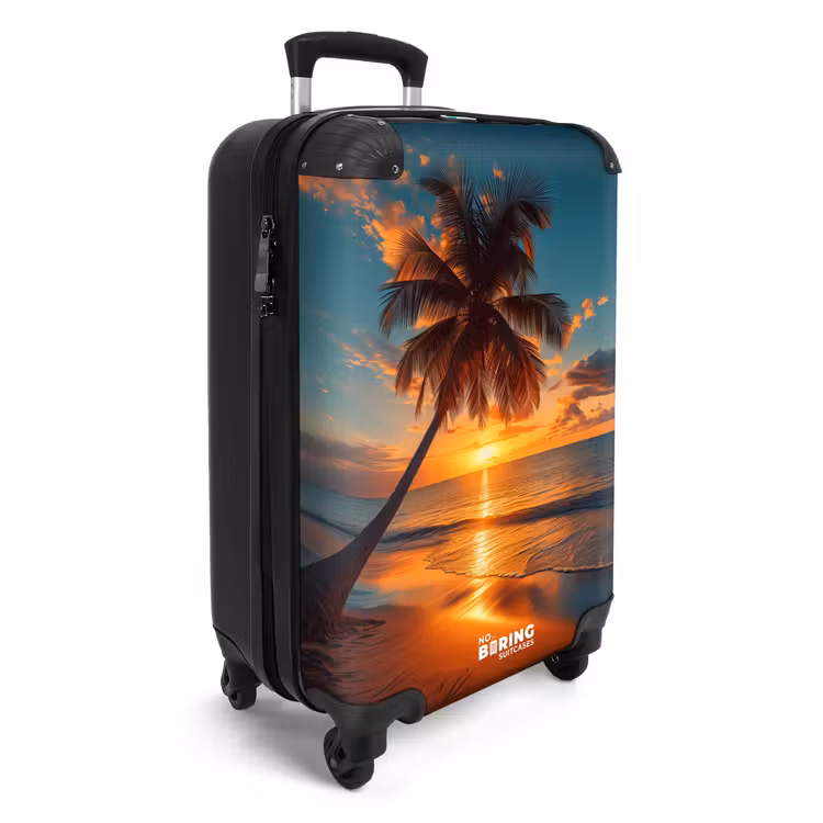 Palmboom bij zonsondergang NBS - Handbagage koffer - Volwassenen Unisex middel -productfoto_3d