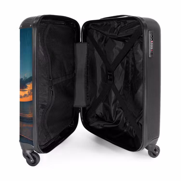 Palmboom bij zonsondergang NBS - Handbagage koffer - Volwassenen Unisex middel -binnenkant