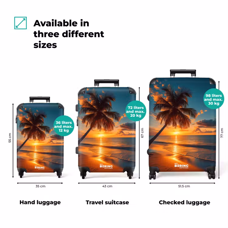 Palmboom bij zonsondergang NBS - Handbagage koffer - Volwassenen Unisex middel zzzzzzVergelijking_3EN