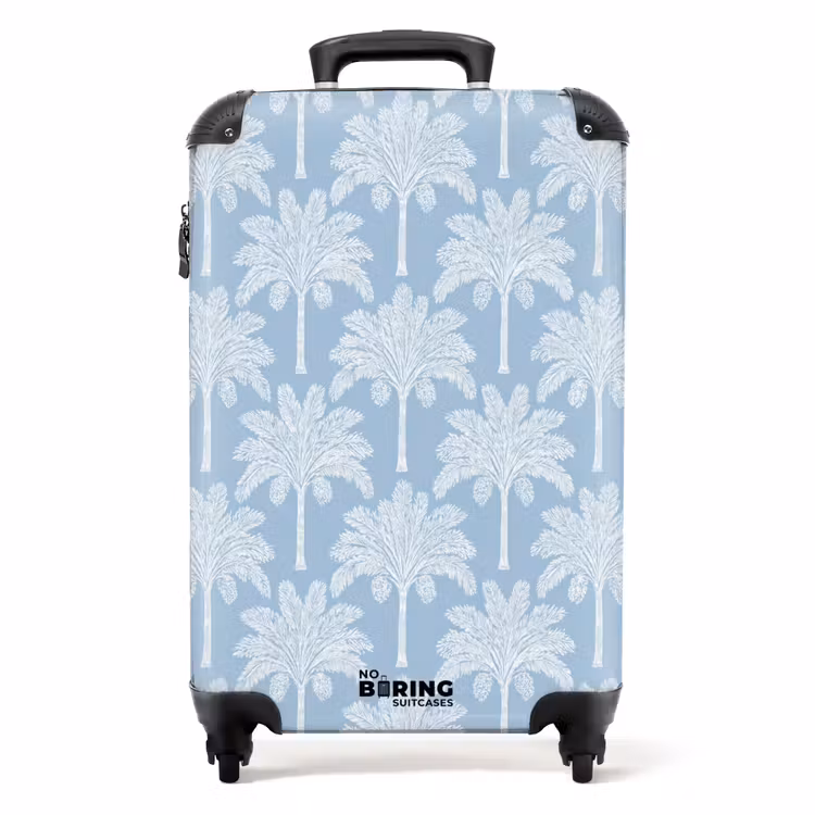 Palmboom - Modern - Blauw NBS - Handbagage koffer - Volwassenen Unisex middel -productfoto_recht