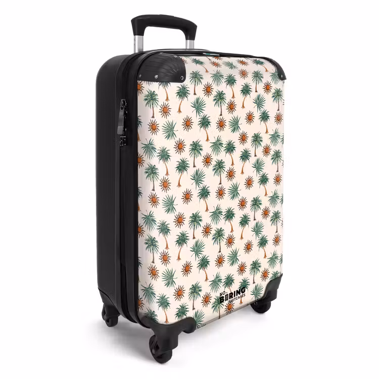Palmbomen en zonnetjes print NBS - Handbagage koffer - Volwassenen Unisex middel -productfoto_3d