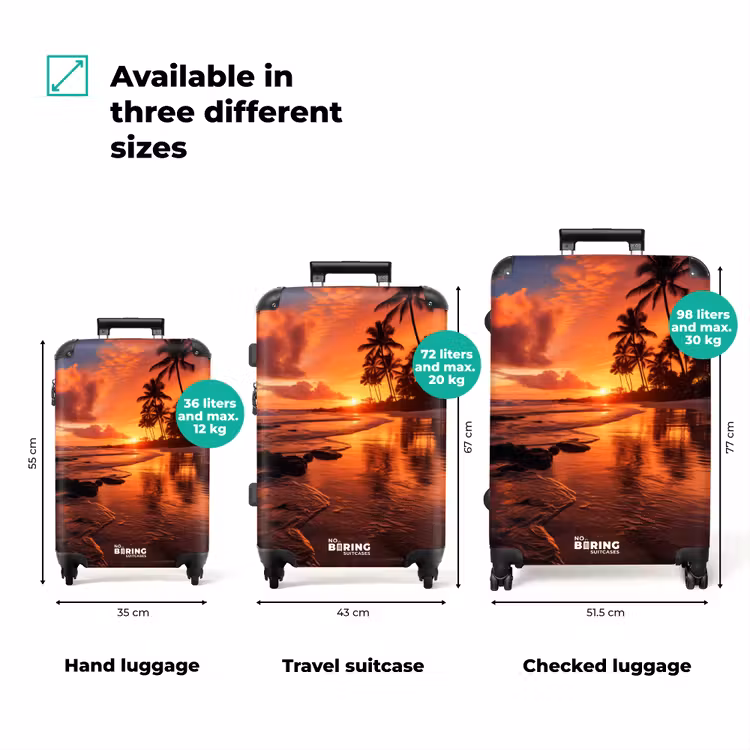 Palmbomen bij zonsondergang NBS - Handbagage koffer - Volwassenen Unisex middel zzzzzzVergelijking_3EN
