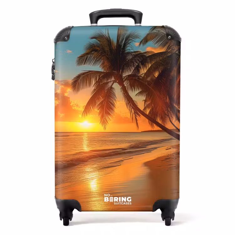 Palmbomen op een strand NBS - Handbagage koffer - Volwassenen Unisex middel -productfoto_recht