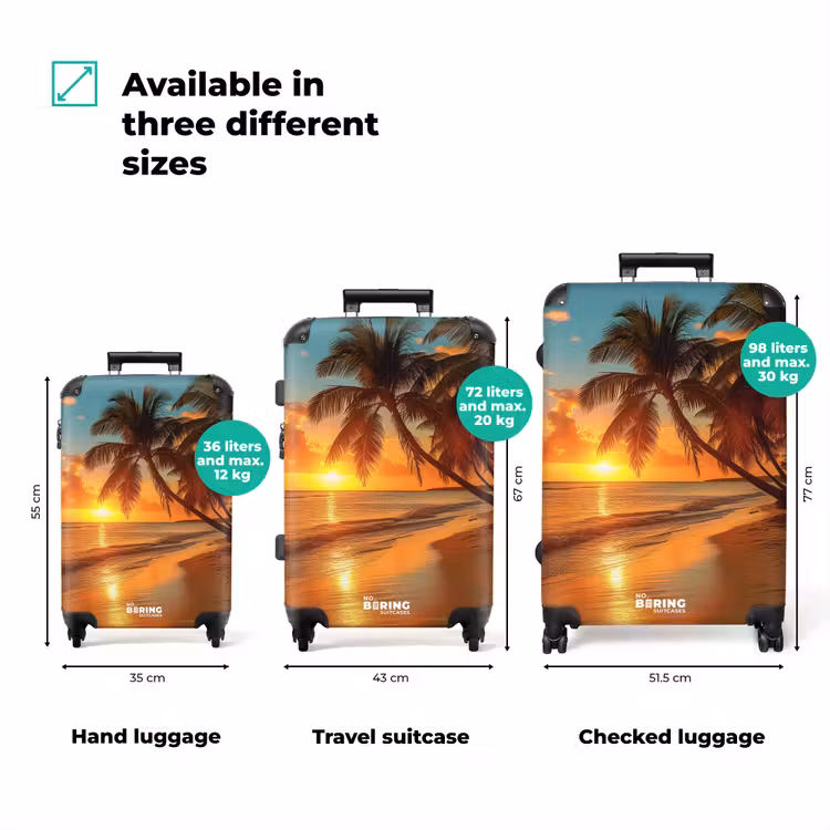 Palmbomen op een strand NBS - Handbagage koffer - Volwassenen Unisex middel zzzzzzVergelijking_3EN
