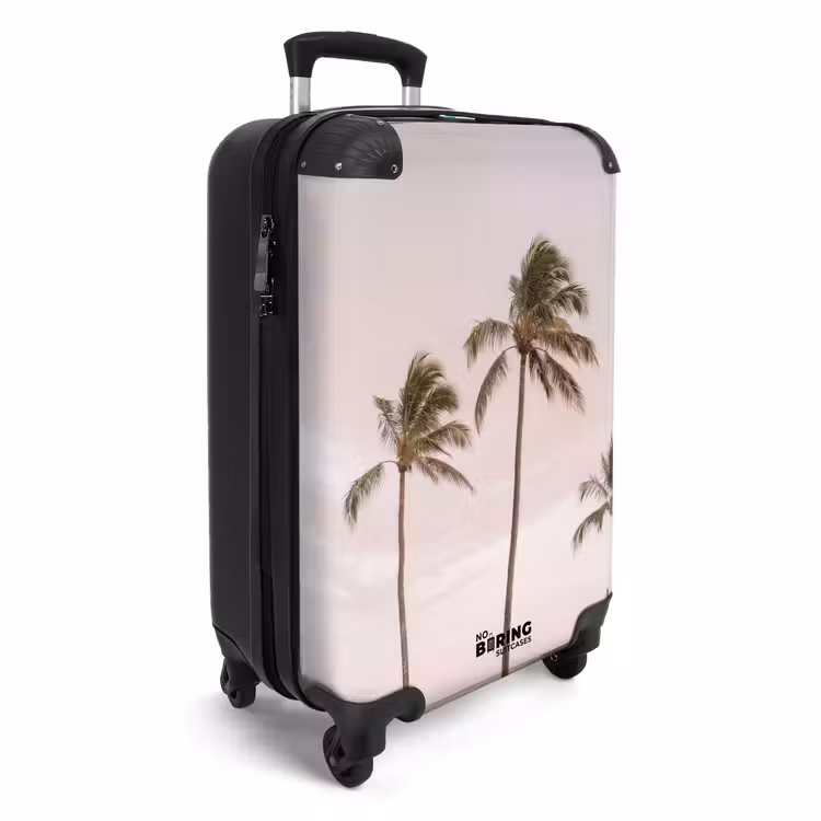 Palmbomen - Zonsondergang - Roze NBS - Handbagage koffer - Volwassenen Unisex middel -productfoto_3d