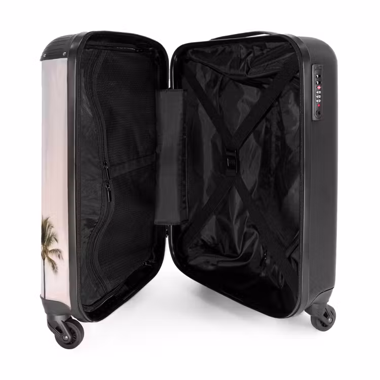 Palmbomen - Zonsondergang - Roze NBS - Handbagage koffer - Volwassenen Unisex middel -binnenkant