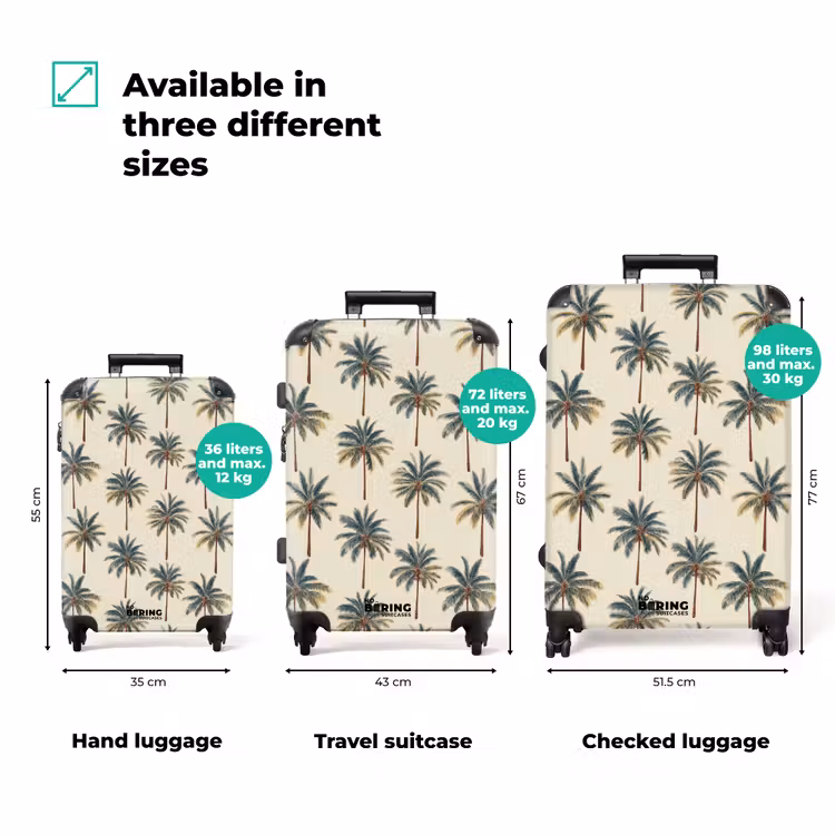 Palmbomen - Tropisch - Groen NBS - Handbagage koffer - Volwassenen Unisex middel zzzzzzVergelijking_3EN
