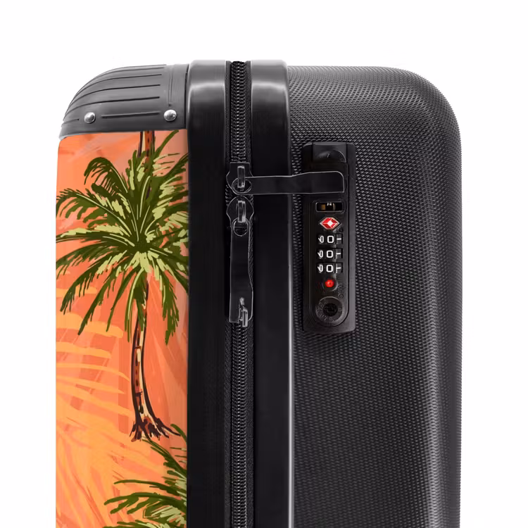 Palmbomen met fleurige achtergrond. NBS - Handbagage koffer - Volwassenen Unisex middel -slot