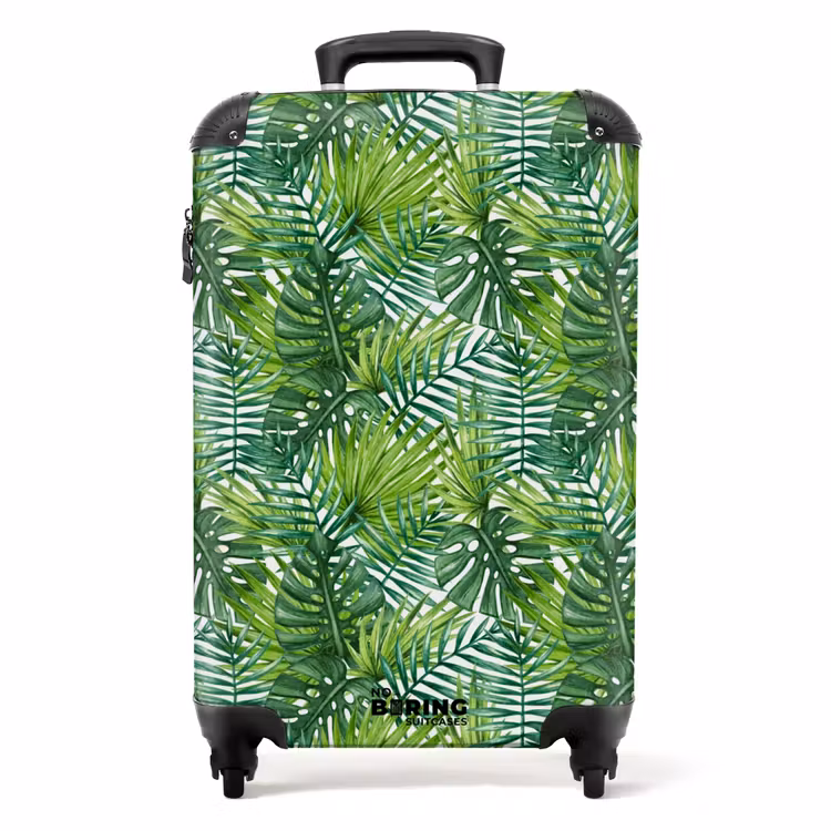 Palm diverse bladeren patroon groen NBS - Handbagage koffer - Volwassenen Unisex middel -productfoto_recht
