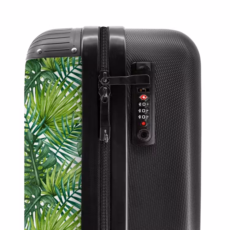 Palm diverse bladeren patroon groen NBS - Handbagage koffer - Volwassenen Unisex middel -slot