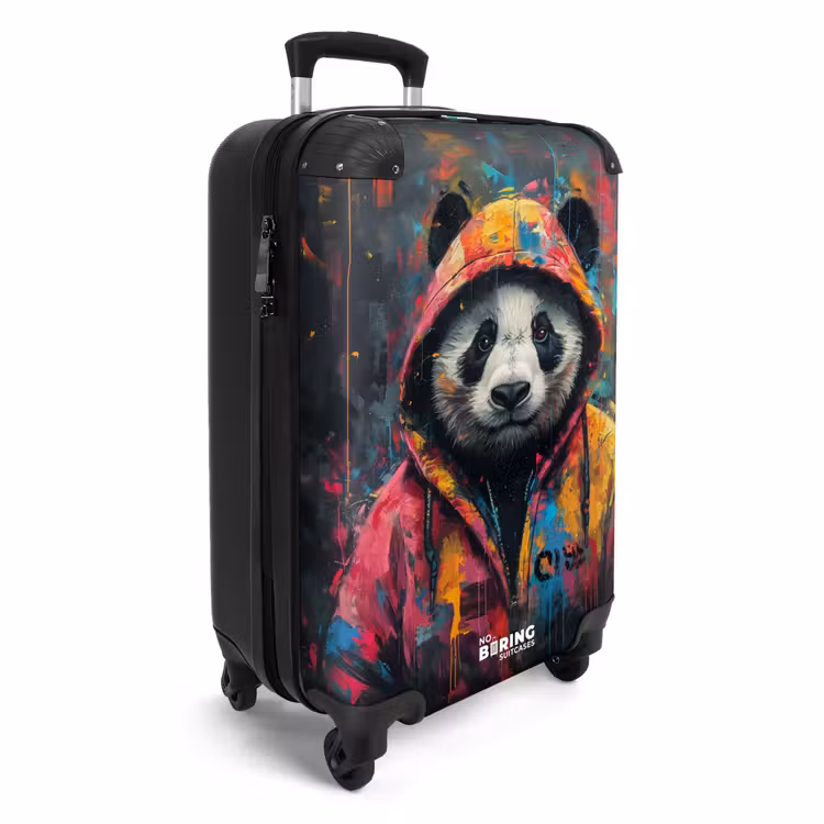 Panda met kleurrijke jas en verfspetters NBS - Handbagage koffer - Unisex middel -productfoto_3d