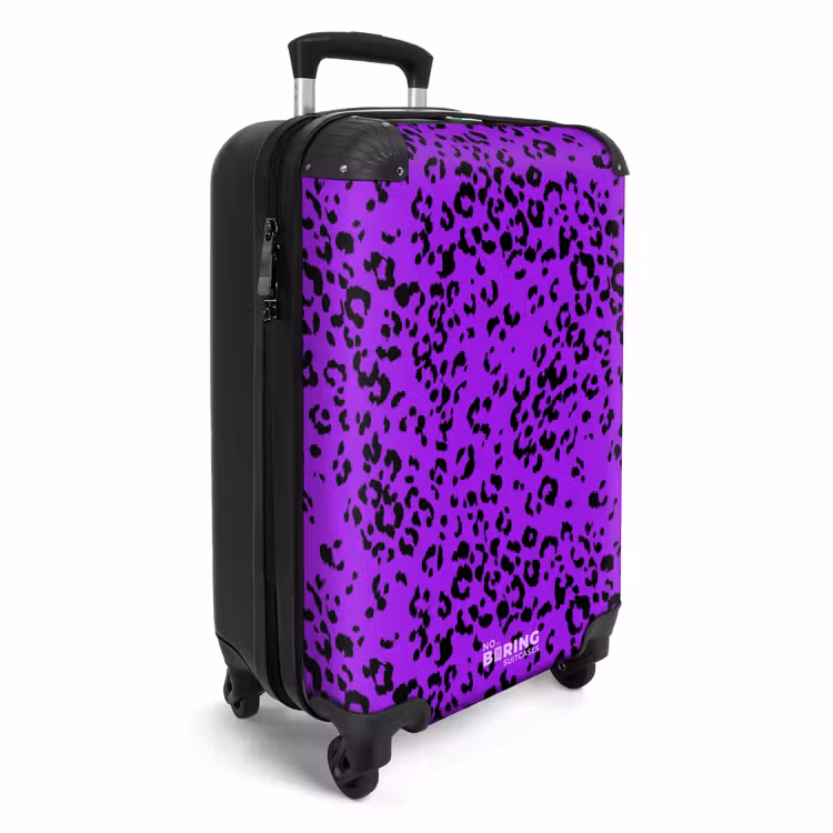 Panterpatroon in paars en zwart NBS - Handbagage koffer - Volwassenen Unisex middel -productfoto_3d