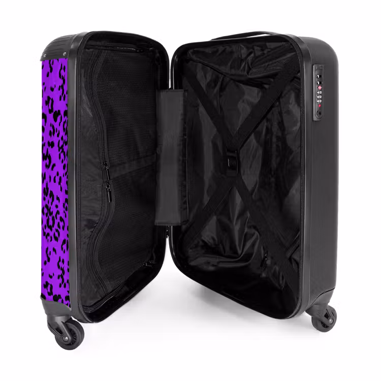 Panterpatroon in paars en zwart NBS - Handbagage koffer - Volwassenen Unisex middel -binnenkant