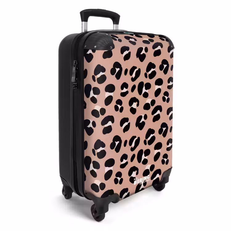 Panterprint op roze achtergrond NBS - Handbagage koffer - Volwassenen Unisex middel -productfoto_3d