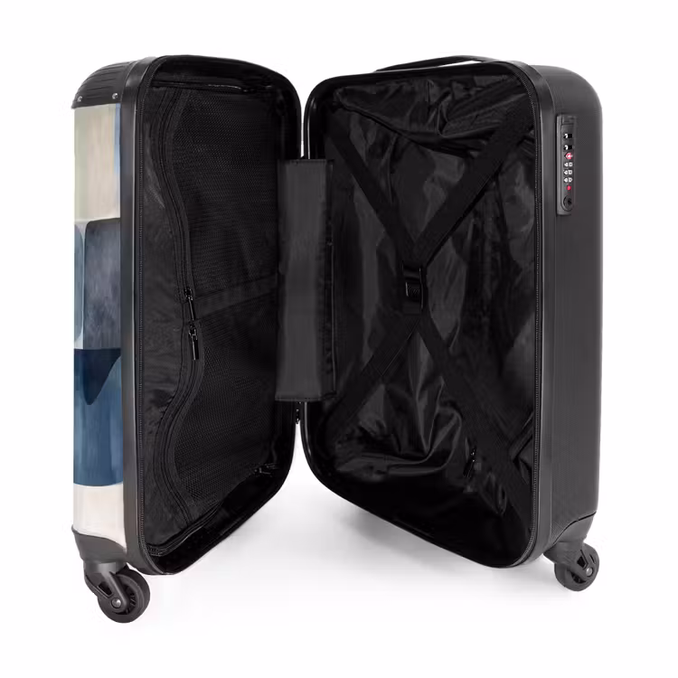 Patroon - Blauw - Vierkanten NBS - Handbagage koffer - Volwassenen Unisex middel -binnenkant