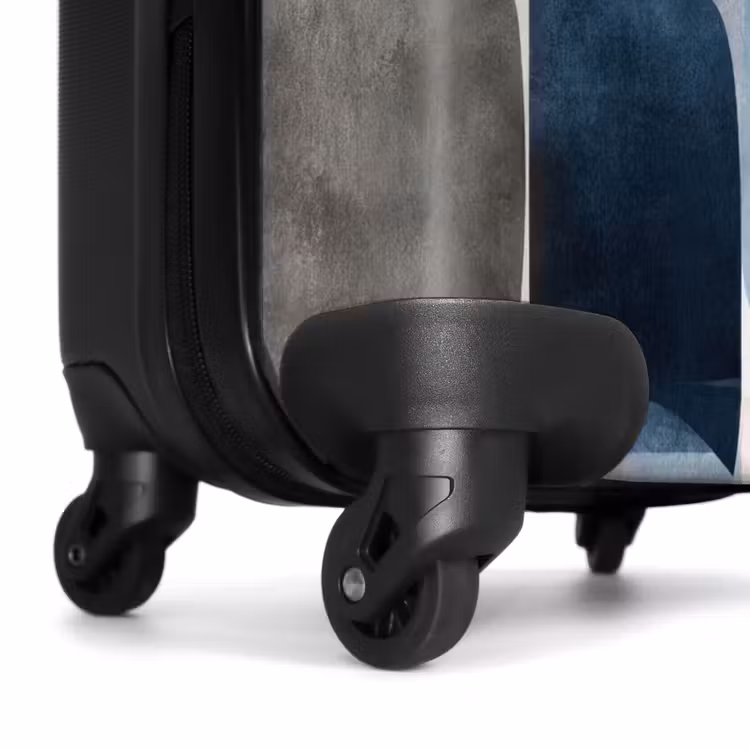 Patroon - Blauw - Vierkanten NBS - Handbagage koffer - Volwassenen Unisex middel -wiel