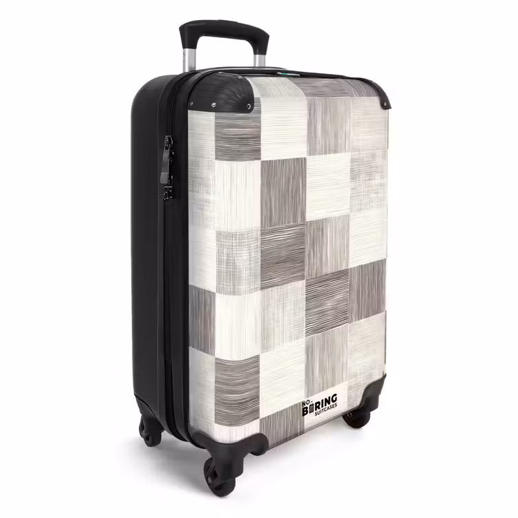 Patroon - Dambord - Houtnerf NBS - Handbagage koffer - Volwassenen Unisex middel -productfoto_3d