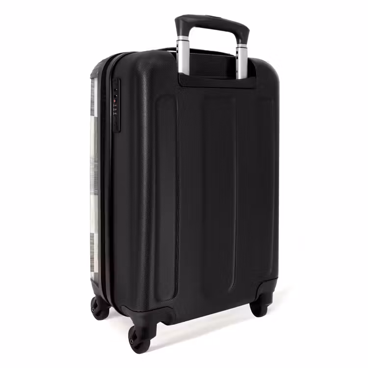 Patroon - Dambord - Houtnerf NBS - Handbagage koffer - Volwassenen Unisex middel -achterkant