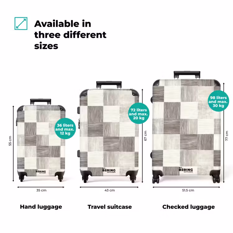 Patroon - Dambord - Houtnerf NBS - Handbagage koffer - Volwassenen Unisex middel zzzzzzVergelijking_3EN