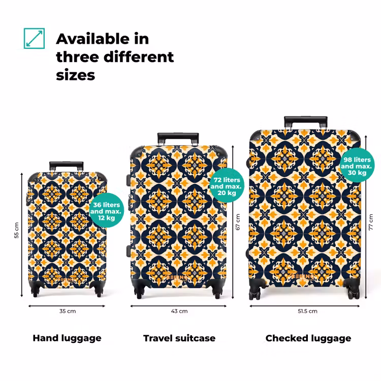 Patroon - Siertegel - Kleurrijk NBS - Handbagage koffer - Volwassenen Unisex middel zzzzzzVergelijking_3EN
