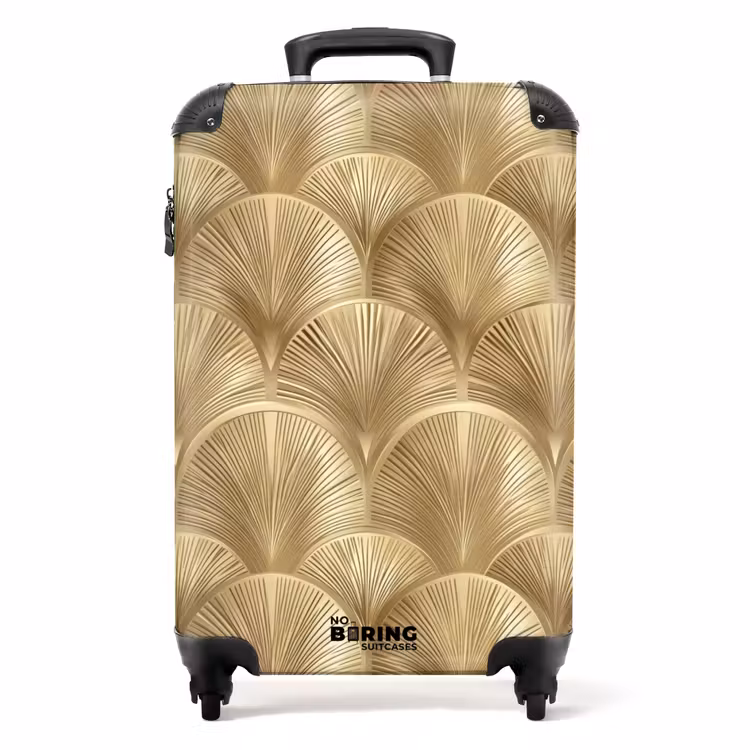 Patroon - Waaier -  Goud NBS - Handbagage koffer - Volwassenen Unisex middel -productfoto_recht