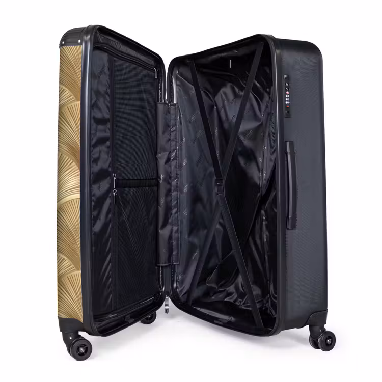 Patroon - Waaier -  Goud NBS - Handbagage koffer - Volwassenen Unisex middel -wiel