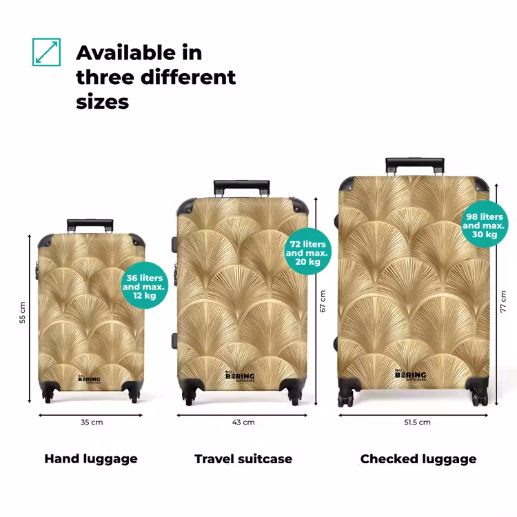 Patroon - Waaier -  Goud NBS - Handbagage koffer - Volwassenen Unisex middel zzzzzzVergelijking_3EN