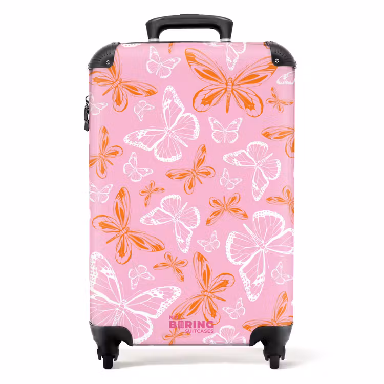 Patroon van gekleurde vlinders NBS - Handbagage koffer - Unisex middel -productfoto_recht