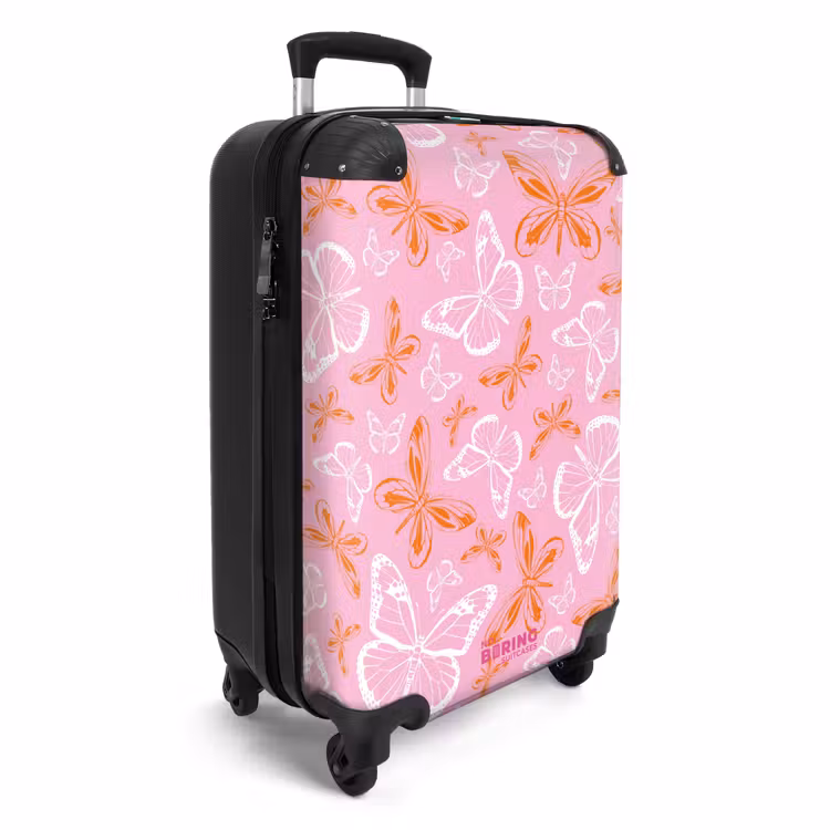 Patroon van gekleurde vlinders NBS - Handbagage koffer - Unisex middel -productfoto_3d