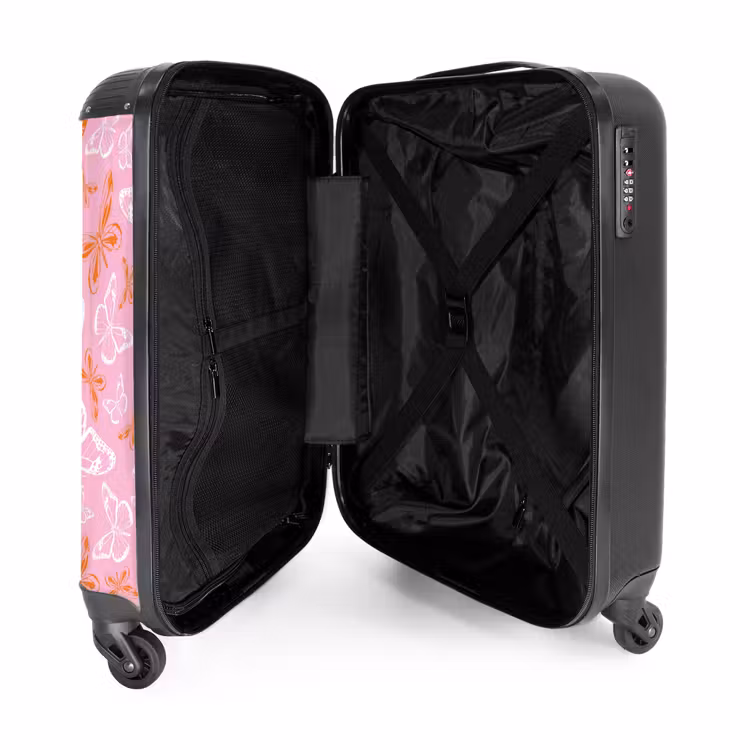 Patroon van gekleurde vlinders NBS - Handbagage koffer - Unisex middel -binnenkant