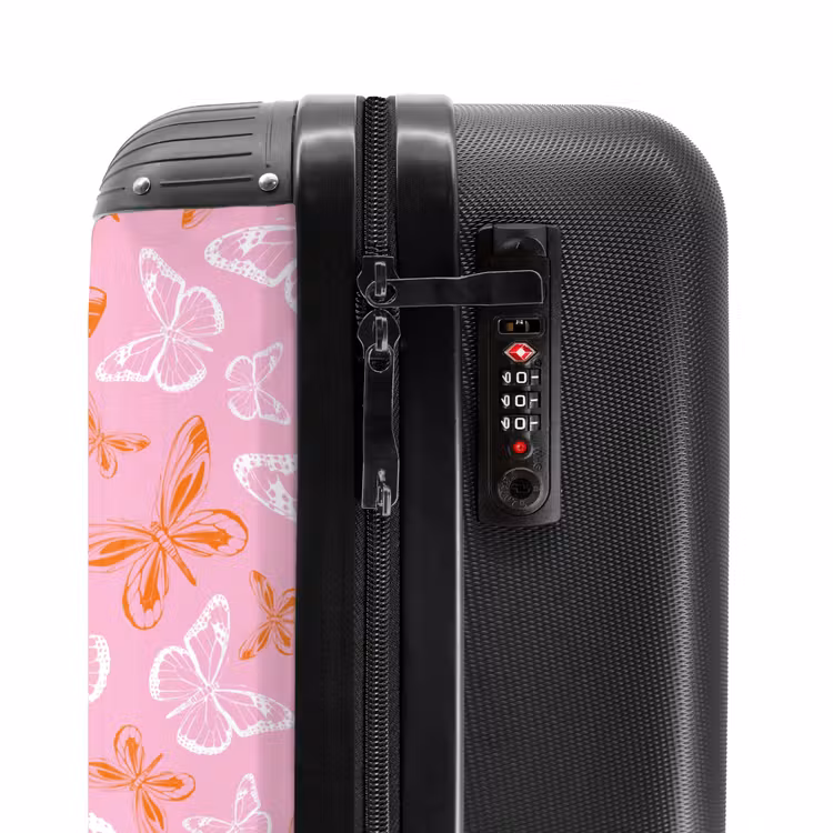 Patroon van gekleurde vlinders NBS - Handbagage koffer - Unisex middel -slot