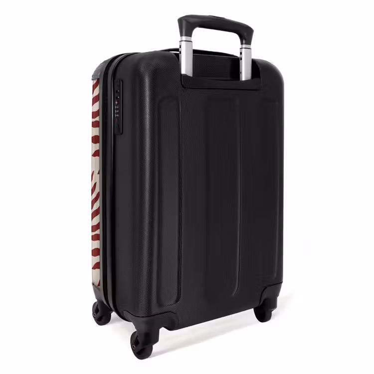 Patroon van bladeren in beige met rood NBS - Handbagage koffer - Unisex middel -achterkant