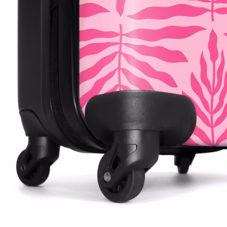 Patroon van bladeren in licht- en donkerroze NBS - Handbagage koffer - Unisex middel -wiel