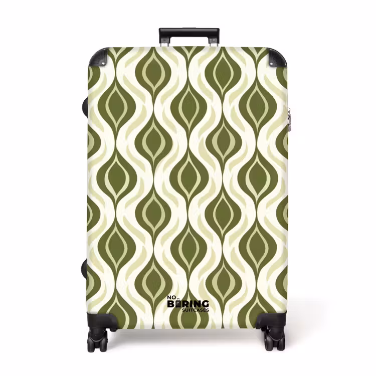 Patroon - Retro - Groen NBS - Handbagage koffer - Volwassenen Unisex middel -productfoto_recht