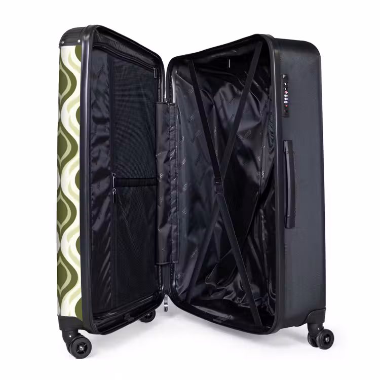 Patroon - Retro - Groen NBS - Handbagage koffer - Volwassenen Unisex middel -wiel