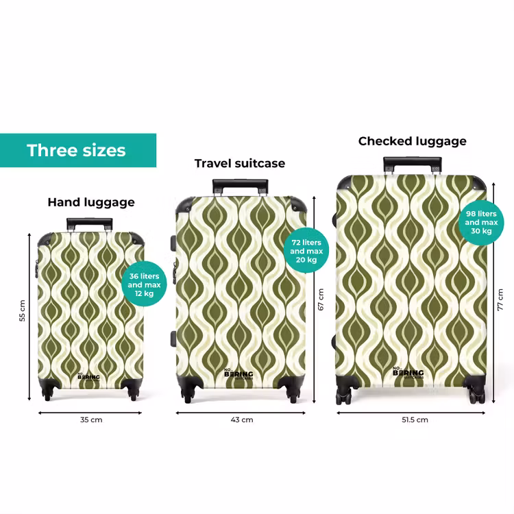 Patroon - Retro - Groen NBS - Handbagage koffer - Volwassenen Unisex middel zzzzzzVergelijking_3EN