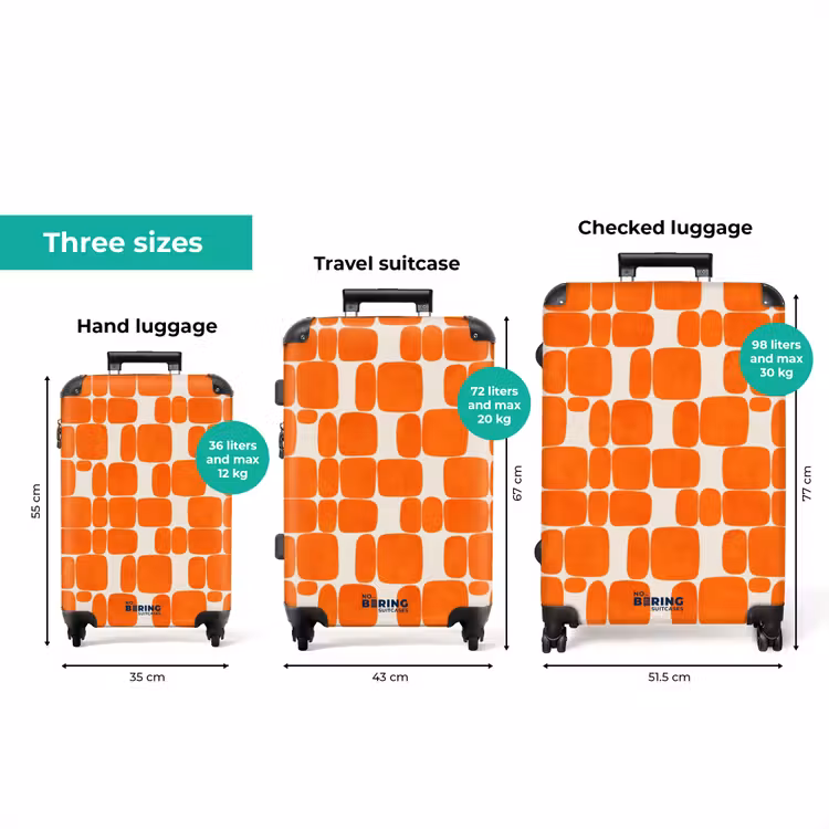 Patroon - Retro - Oranje NBS - Handbagage koffer - Volwassenen Unisex middel zzzzzzVergelijking_3EN