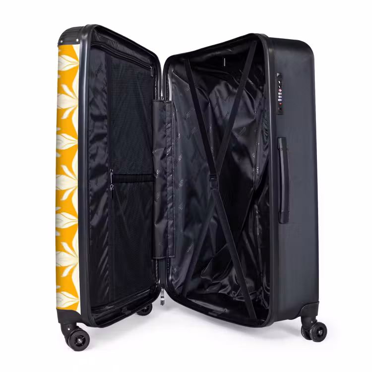 Patroon - Retro - Geel NBS - Handbagage koffer - Volwassenen Unisex middel -wiel